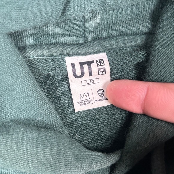 Uniqlo pullover Hoodie Mens Large Green Jean-Michel Basquiat Joker DC Comics - Picture 2 of 15